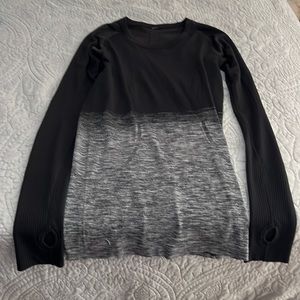 Lululemon Swiftly Tech Long Sleeve Hip Length Black Grey Gradient